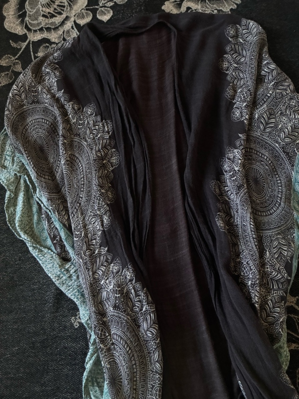 Brown Paisley Open-Front Women's Kimono